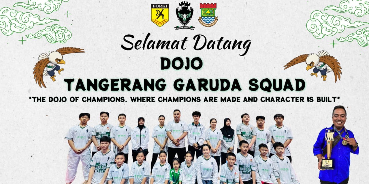 Selamat Datang di Dojo Tangerang Garuda Squad, foto bersama atlet dan pelatih
